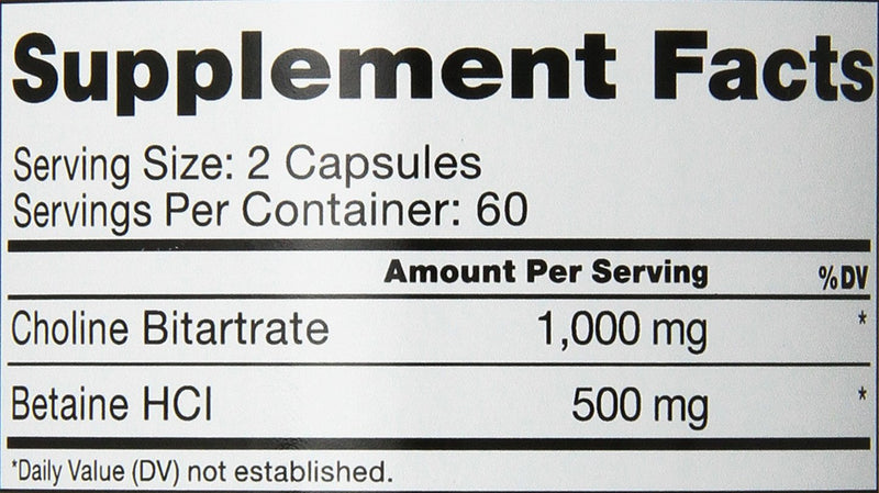 Roex Vitamins | Choline Bitartrate | Improved Brain Activity | Cellular Function | Nutritional-Supplement | 120 Count
