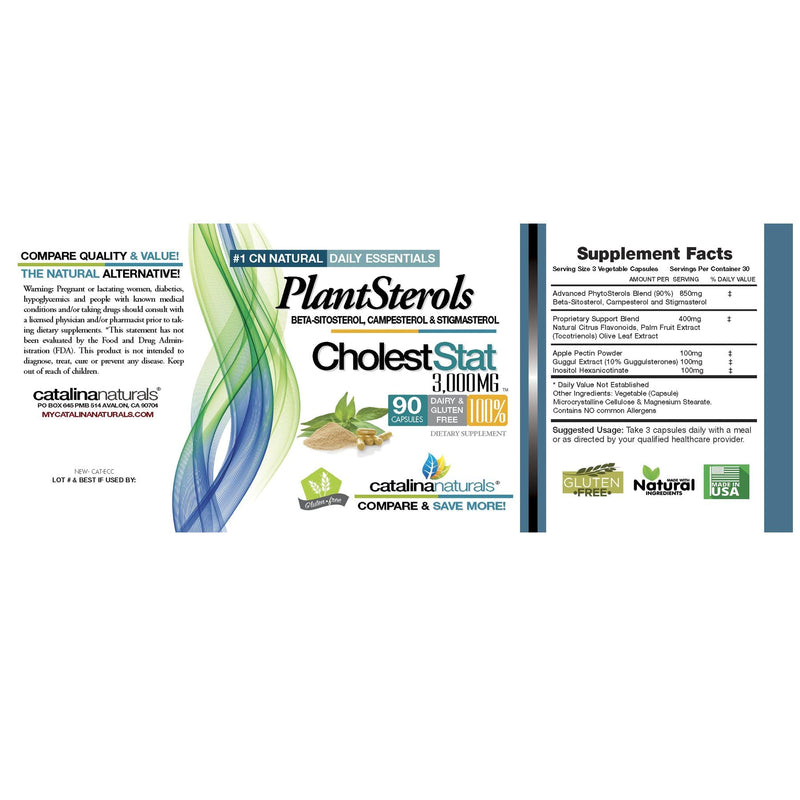 Triple Strength PlantSterol Complex - Cholest-Stat - 3000mg Maximun Strength - 90 Count