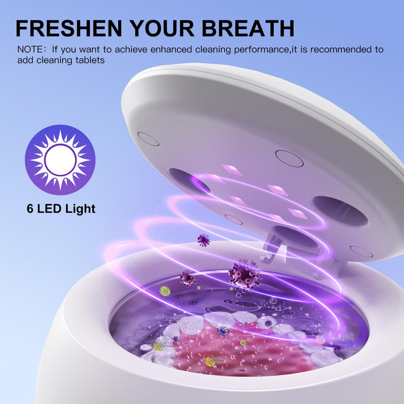 Ultrasonic Retainer Cleaner Machine, 45kHz ultrasonic cleaner for denture/Jewelry/Toothbrush with 4 Cleaning Modes, Digital Timer, 200ML Mouth Guard Cleaner for Aligner Ivory