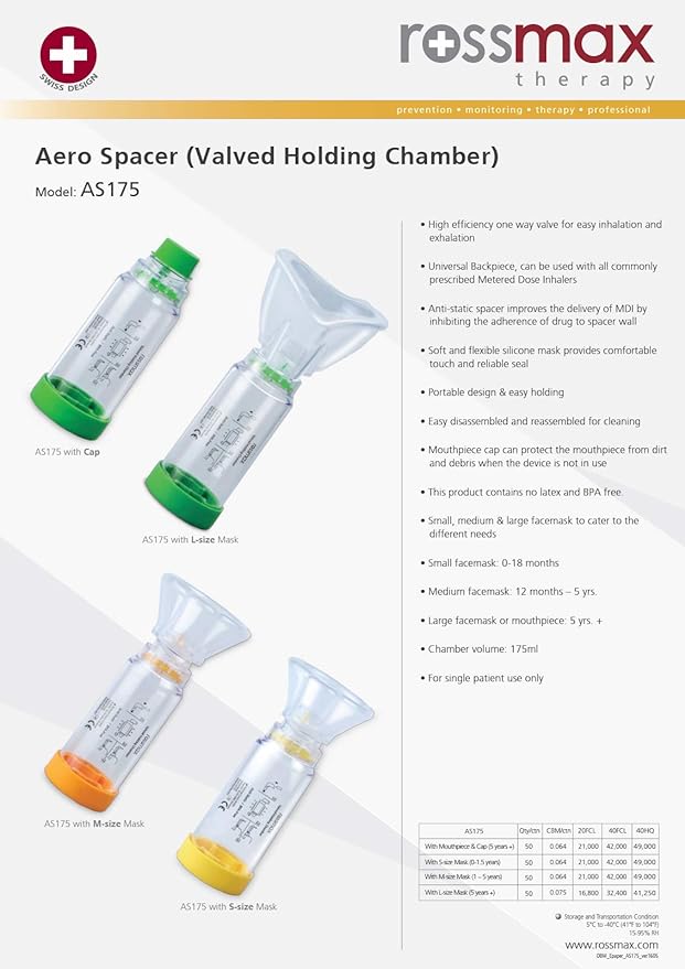 Navis 7-4908-03 Aero Spacer Inhalation Aid with Mask Medium Size 1-5 Years Old Orange - BeesActive Australia