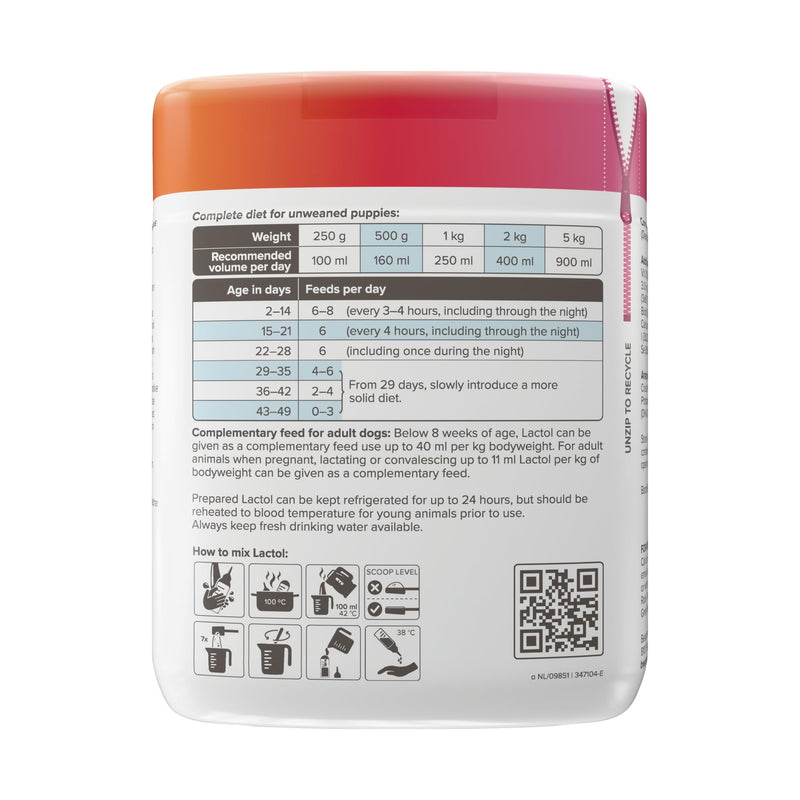 Beaphar - Lactol Puppy Milk 500g - Milk Replacer & Complete Feed for Newborn & Weaning Puppies – For growth & development – Contains DHA, Vitamins & Minerals – Ideal for Hand-Rearing – Use from Birth 500 g (Pack of 1)