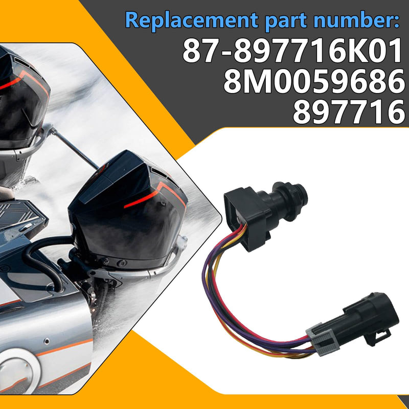 87-897716K01 Ignition Switch with Harness 3-Position Fit for Mercury Marine Quicksilver Outboard Motor 8M0059686 897716 Boat Engine Ignition Key Switch