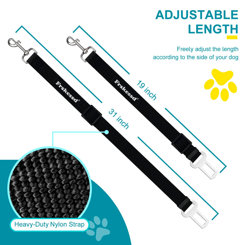 2 PCS Dog Seat Belt for Car Frskcssd Adjustable Dog Car Harness Heavy Duty Nylon Dog Safety Seat Belt Durable Pet Seat Belts for Small & Large Dogs Supports All Cars Quick & Easy Installation (Black) Black - BeesActive Australia