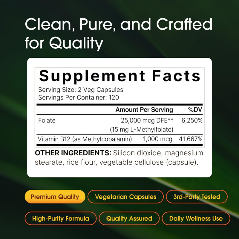 NatureBell Methyl Folate 15mg, 240 Capsules