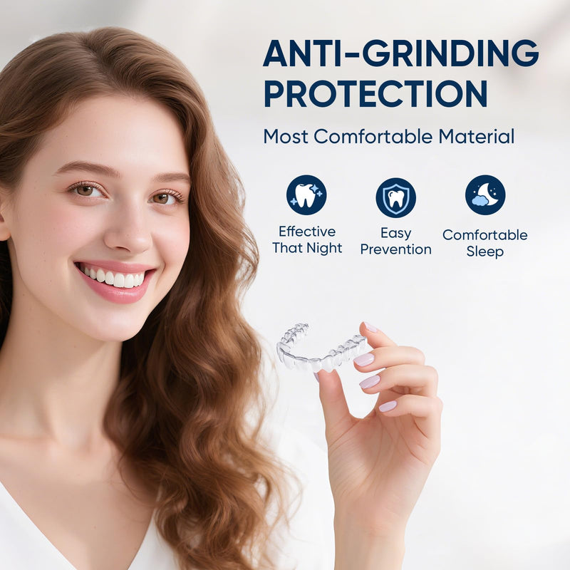 Mouth Guard for Clenching Teeth at Night, Mouth Guard for Grinding Teeth at Night, Comfortable & Reusable Adult Teeth Grinding Mouthguards for Sleeping, Includes 4pcs & 1 Travel Case 1.8*2.2in+2*2.6in 4.0 - BeesActive Australia