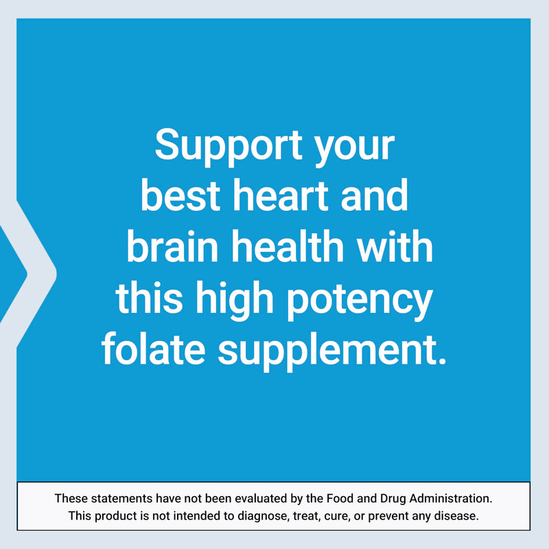 Life Extension High Potency Optimized Folate – L-methylfolate – Folic Acid, 8500 mcg DFE – Heart & Brain Support, Healthy Homocysteine Levels – Gluten-Free, Non-GMO, Vegetarian – 30 Tablets | L-Methylfolate & Folic Acid for Heart & Brain Support, Healt...