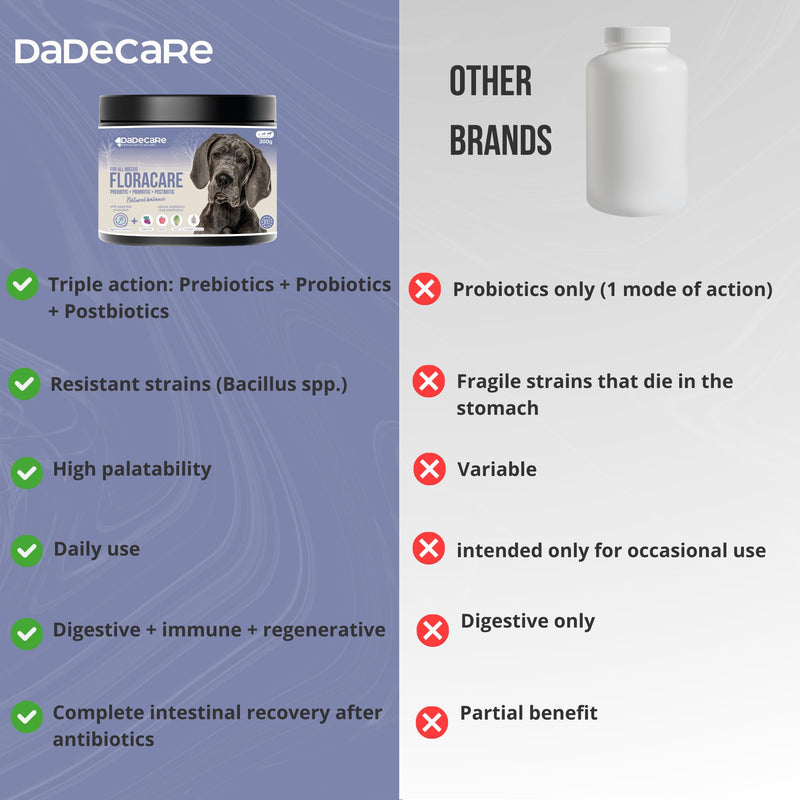 Floracare - Dog Probiotic Powder 300g - Repairs Gut Flora and Improves Digestion – Reduces Diarrhoea and Stress – Ideal After Antibiotics or Diet Change with Prebiotics and Postbiotics