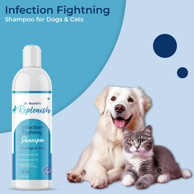 Replenish Anti Itch Dog Shampoo with Ketoconazole and Chlorhexidine for Dog Skin Irritation Treatment & Itchy Skin Relief - Dr. Rachel’s Veterinary Formula Dog Shampoo with Cucumber Melon Scent - 8 oz - PawsPlanet Australia