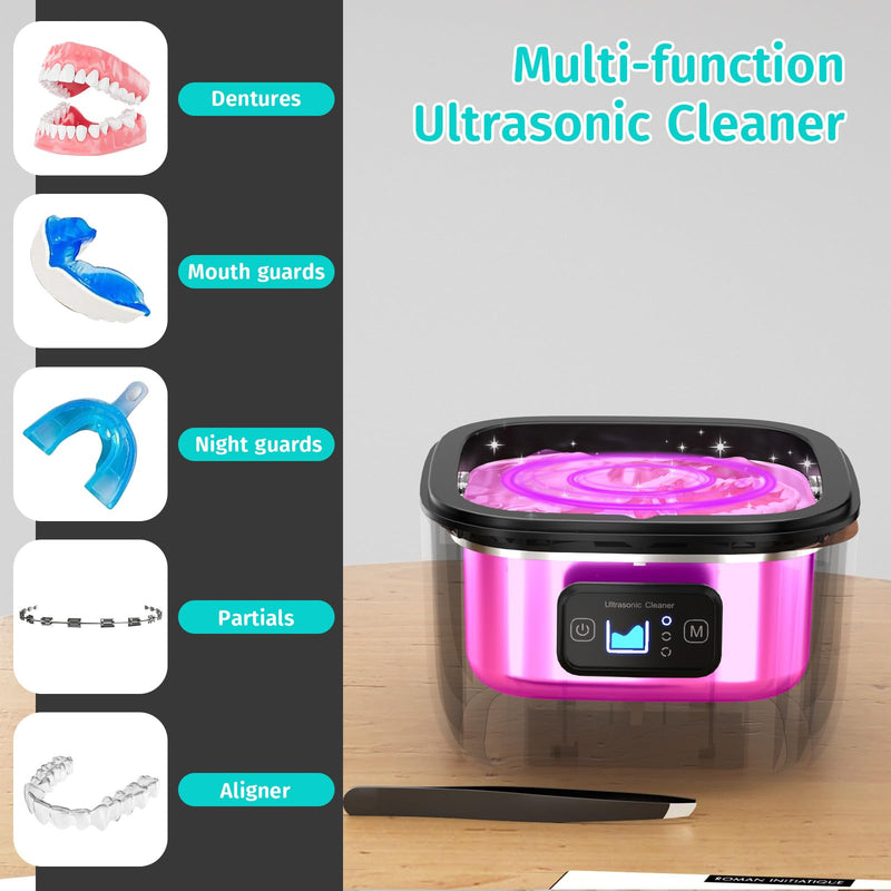 Ultrasonic Cleaner for Retainer, Dentures, Mouth Guard, Aligner, Whitening Trays, 255ML 43kHz Jewelry Cleaner Ultrasonic Machine, Portable Ultrasonic Retainer Cleaner for Home Travel, Ideal Gift - BeesActive Australia