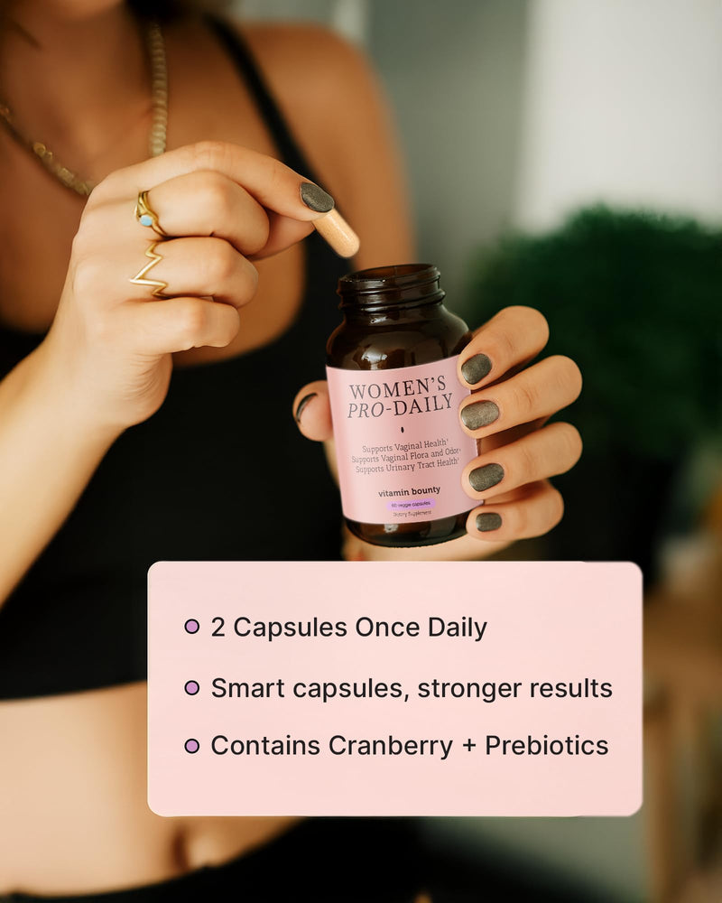 Vitamin Bounty Women's Pro-Daily Probiotic - Supports Vaginal, Digestive & pH Balance, 10 Billion CFUs, 5 Strains + Cranberry - 2 Pack of 60 Capsules 60 Count (Pack of 2)