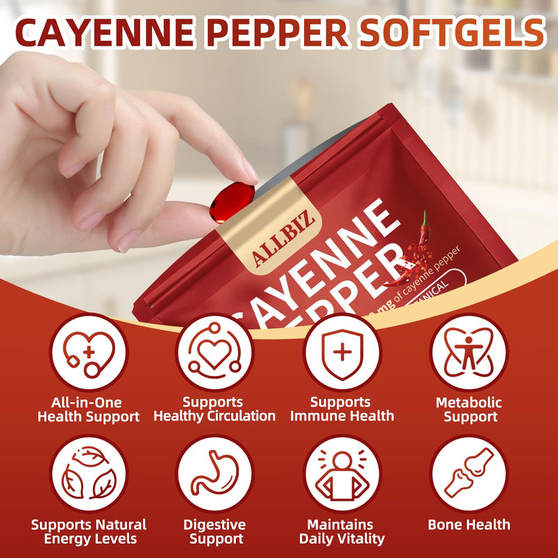 20-in-1 Organic Cayenne Pepper Capsules Supplement 7000mg | 350 Softgels | with Organic Vitamins D3 K2 E, Curcumin, Berberine, Probiotics & Omega-3 | Supports Circulation,Digestive & Bone Health