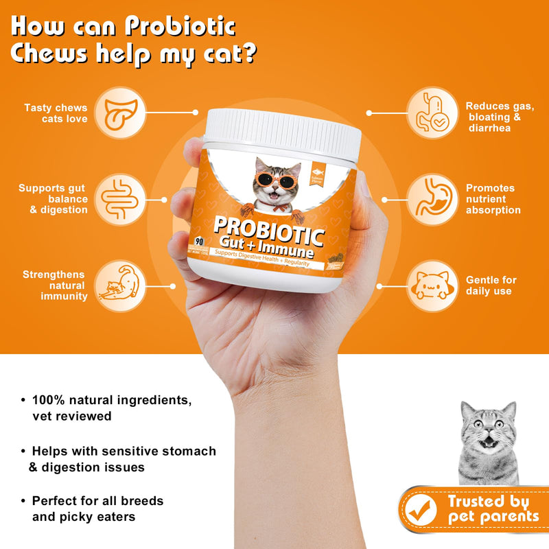Bailey & Buddies Probiotic Cat Supplements- Natural Pumpkin Powder for Healthy Gut & Sensitive Tummy. Reduces Scooting, Loose Stools, Smelly, Itchy Ears for Small, Medium Cats