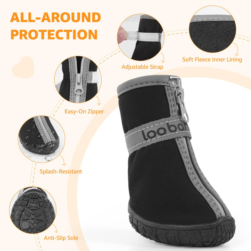 Dog Shoes Small Size Dogs - Dog Boots & Paw Protectors for Hot Pavement Winter Rain Snow, Waterproof Dog Booties with Reflective Strap for Outdoor Hiking Walking Running Training Size 3 #3 - BeesActive Australia
