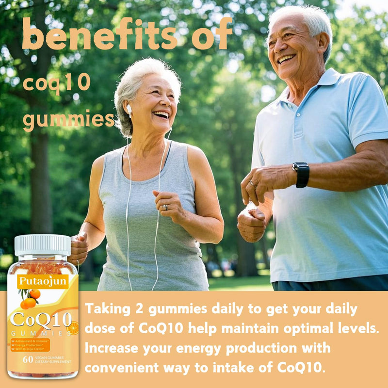 coq10 Gummies | coq10 Gummies for Adults | Orange Flavor | Sugar Free Coenzyme Q10 Vitamins Muscle & Bone Energy | Ultra High Absorption, Cellular Energy, Antioxidant (120 Count (Pack of 2)) 60 Count (Pack of 2)