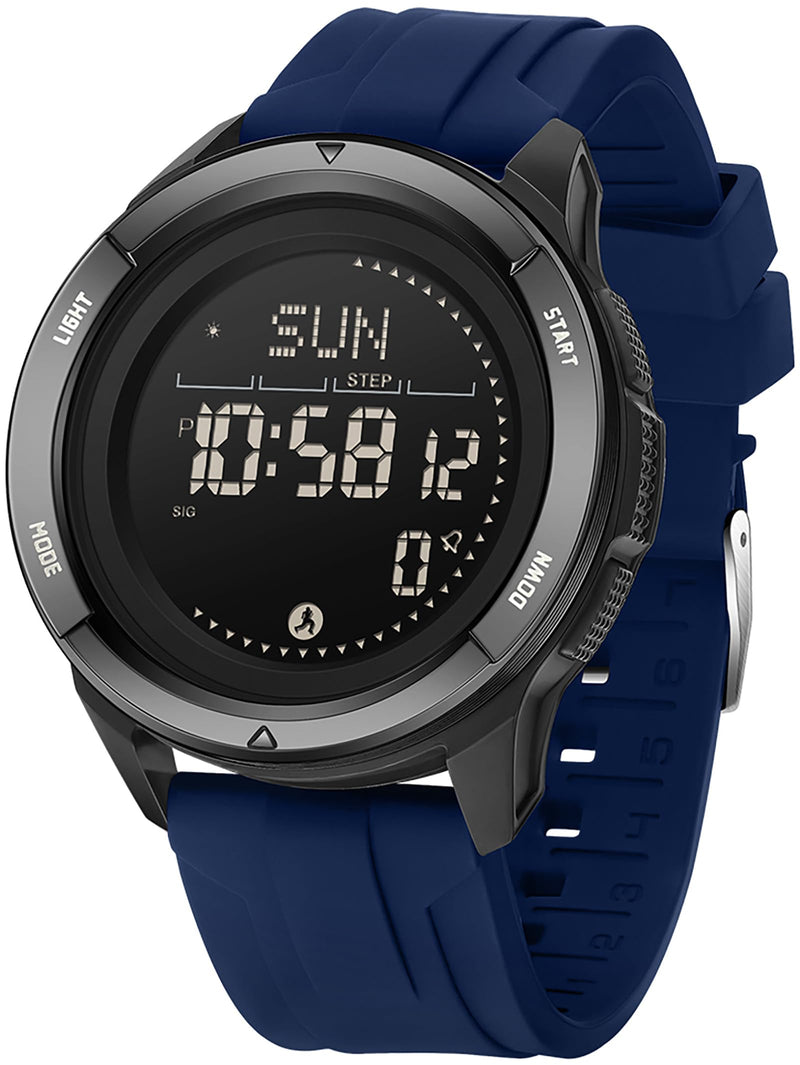 findtime Compass Tactical Watches for Men Women with Metronome Step Counter Countdown Dual Time Alarm Stopwatch Rubber Strap Lightweight Digital Waterproof Watch Orange Silicone Blue - BeesActive Australia