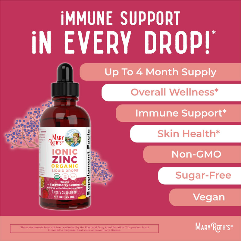 MaryRuth Organics Strawberry Lemon Ionic Zinc, 4 FZ - BeesActive Australia