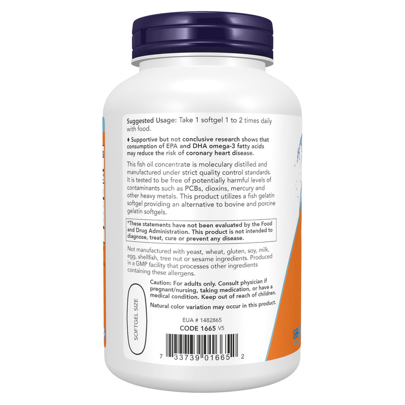 NOW Foods Supplements, Ultra Omega-3, 500 EPA and 250 DHA, Cardiovascular Support*, 180-Fish Gelatin Softgels 180 Count (Pack of 1)