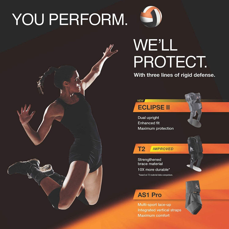 Active Ankle AS1 Pro Lace Up Ankle Brace, Ankle Support with Laces for Men & Women, Protection & Sprain Support for Volleyball, Rugby, Basketball, Low Profile, Black, Small