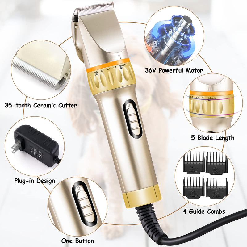 Professional Pet Clipper for Grooming with 12V High Power, Low Noise, Adjustable, Trimmer Supplies for Medium Large Cat Dog Sheep Animal, Pet Electric Shaver for Thick Long Hair - BeesActive Australia