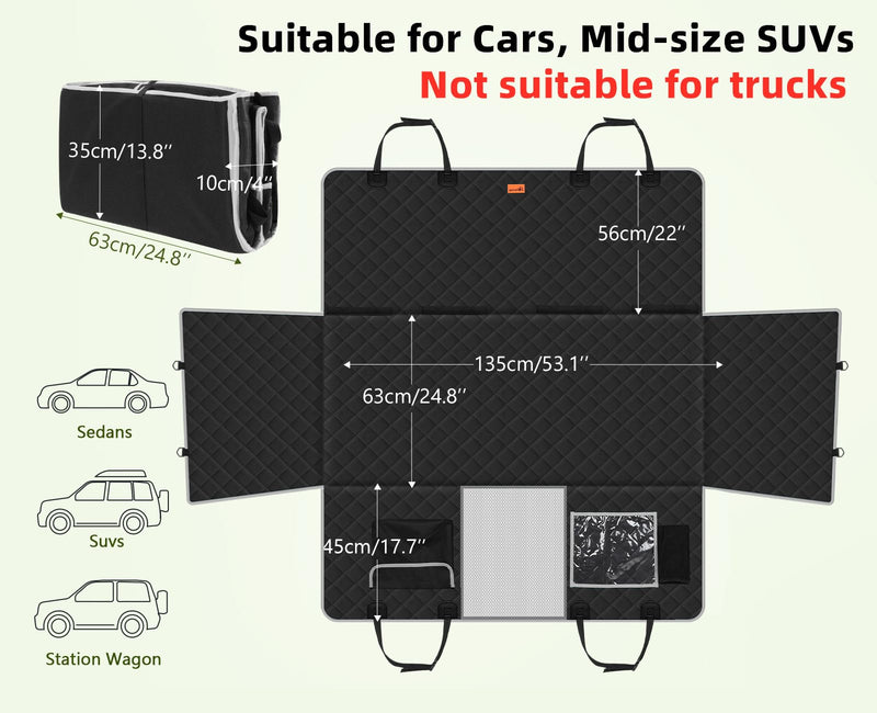 pecute Dog Seat Cover with Hard Bottom 135 * 63cm, Raised & Widened Side Wings, Fully Enclosed, Non-Slip, Waterproof, Scratch Resistant, Compatible with Installing a Child Seat - BeesActive Australia