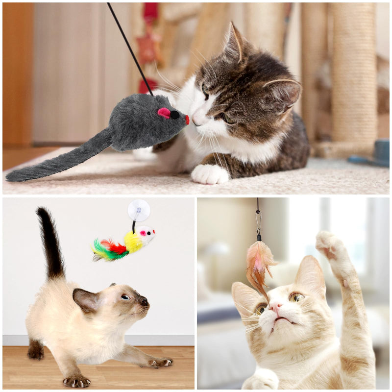 Cat Toys Replacement Cat Toy Wand Refills, 12 Pcs Cat Feathers Refill, Cat Toy Mouse Cat Wand Refill Attachments for Indoor Cats - BeesActive Australia