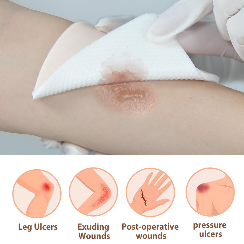 Ourmed Soft Flex Silicone Foam Dressings(6"x 6", Pack of 10) Sterile, Highly Absorbent, Waterproof, No Border, Wound Care for Bed Sores, Pressure Ulcers 6x 6 Inch with no border