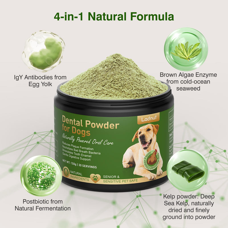 Dog Teeth Cleaning Powder,Natural Dental Powder for Plaque Remove,Tartar Control,7-Day Fresh Breath, No Brushing Needed, Chicken Flavor