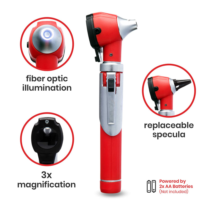Zyrev ZetaLife Otoscope - Ear Scope with Light, Ear Infection Detector, Pocket Size (Red Color) Red - BeesActive Australia