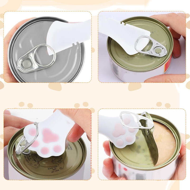 2Pcs Silicone Pet Food Spoon Dog Cat Food Spoon Cat Food Can Opener Paw Cute Paw Cat Food Spoon Wet or Dry Food Short Spoon White Spatula Scoop Mixing Spoons for Dog Cat Canned Food - BeesActive Australia