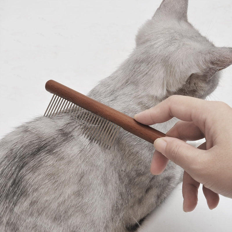 6 Pack Cat Comb, Solid Wood Pet Comb with Rounded and Smooth Ends Stainless Steel Teeth for Cat Dog, Rabbit Hair Comb, Flea Lice Comb for Removes Tangles and Knots - BeesActive Australia