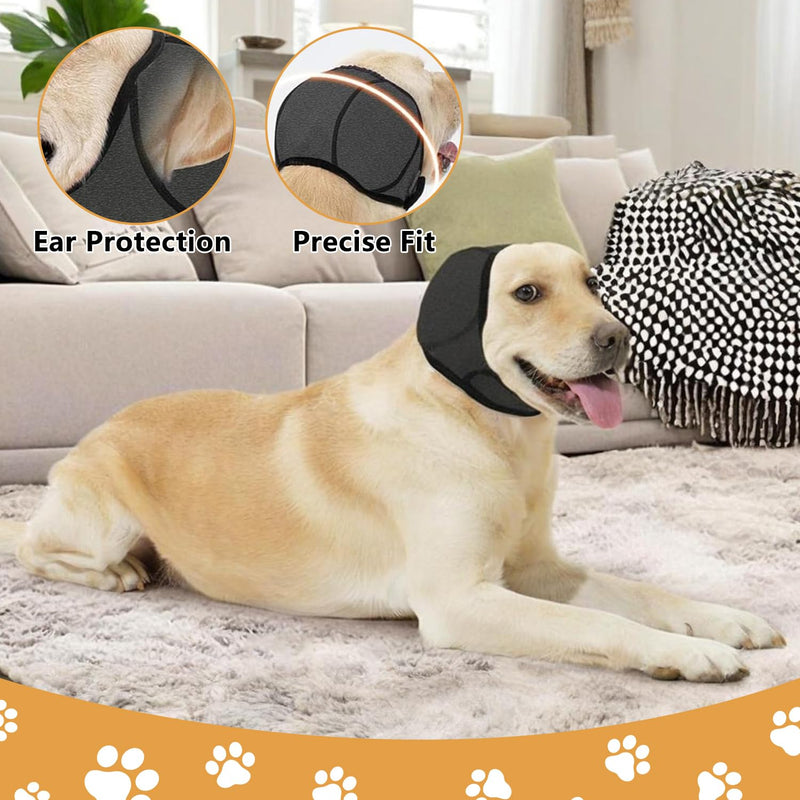 Dog Ears Cover, Adjustable Dog Ear Muffs Noise Protection Comfortable Quiet Dogs Calming Hood Ear Head Wrap Cups Shower Cap Pet Supplies (Grey, L) Grey M
