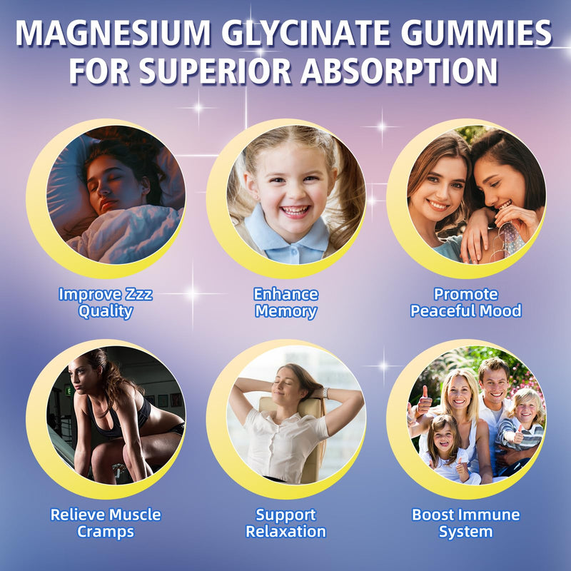 Magnesium Glycinate Gummies 1000mg with L-Threonate, Vitamin D, B6 & CoQ10 - Supports Memory, Calm & Mood - Sugar-Free Raspberry Flavor - 120 Count 2pack