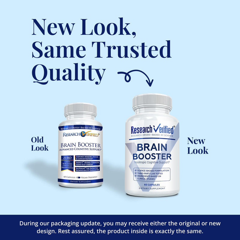 Research Verified Brain Booster - Brain Supplement for Memory and Focus, Nootropic Supplement for Cognitive Support - 60 Vegan Capsules - 1 Month Supply | Brain Health Supplement, Nootropic, Brain Fog, Cognitive Support for Professionals, Students, Gam...