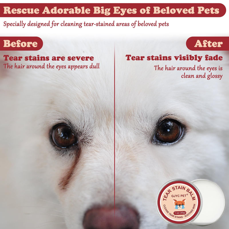 Bisienya Dog Tear Stain Remover,Pet Tear Stain Remover Balm,Natural Eye Care for Dogs and Cats,Tear Stain Remover for Dogs Eyes,Gently Cleanses and Restores Sparkling Eyes(30g)