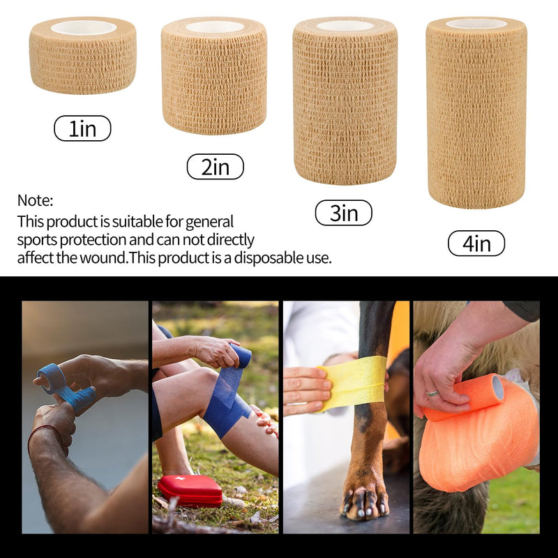 6pcs 2in Self Adhesive Bandage Wraps, Vet Wraps, 12 Colors to Choose, 5 Yard Self Adherent Wraps for Sports, Wrist, Ankle and Swelling 6pcs Skin Color 2 Inch