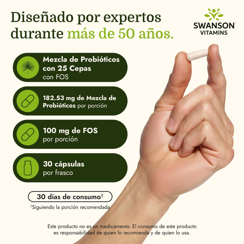 Swanson Epic-Pro 25-Strain Probiotic with Prebiotic FOS for Gut-Health-Conscious Adults Seeking Comprehensive Digestive and Immune Support - 30 Billion CFU (30 Vegan DRcaps) | With Prebiotic FOS for Gut-Health-Conscious Adults Seeking Comprehensive Dig...