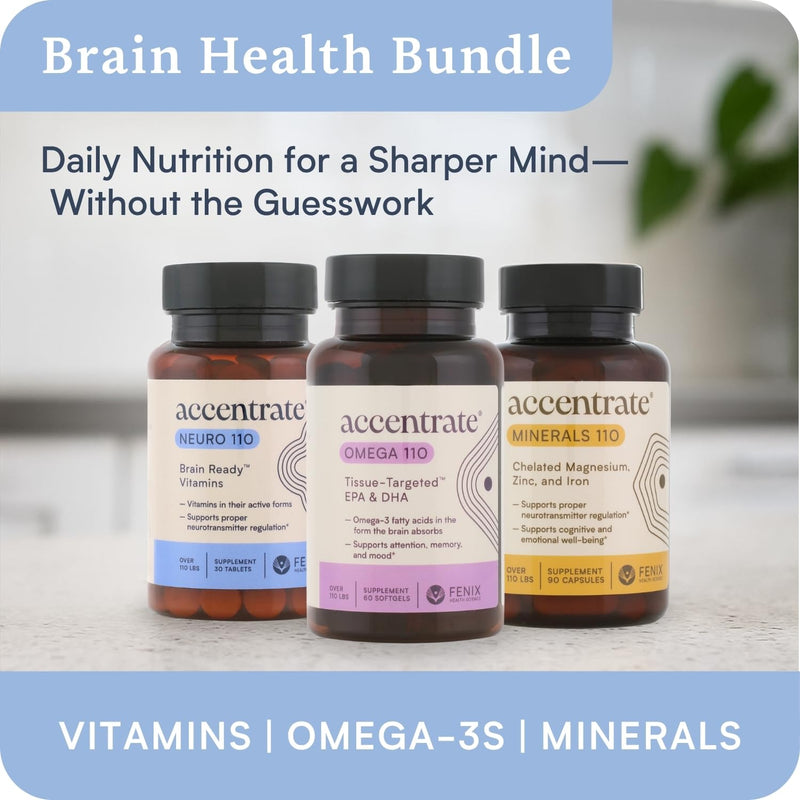 Accentrate Neuro - Brain Health, Methylated Vitamin B Complex, MTHFR | Every B vitamin already in its active form, so your body does not have to convert it first. Supports focus and mood. Teen/Adult
