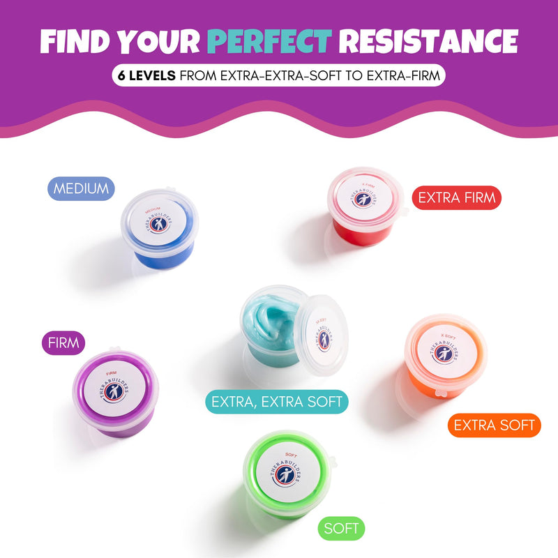 Therapy Putty Set, 6 Levels of Firmness, 3 Ounces Each Container, Multi-Color - BeesActive Australia