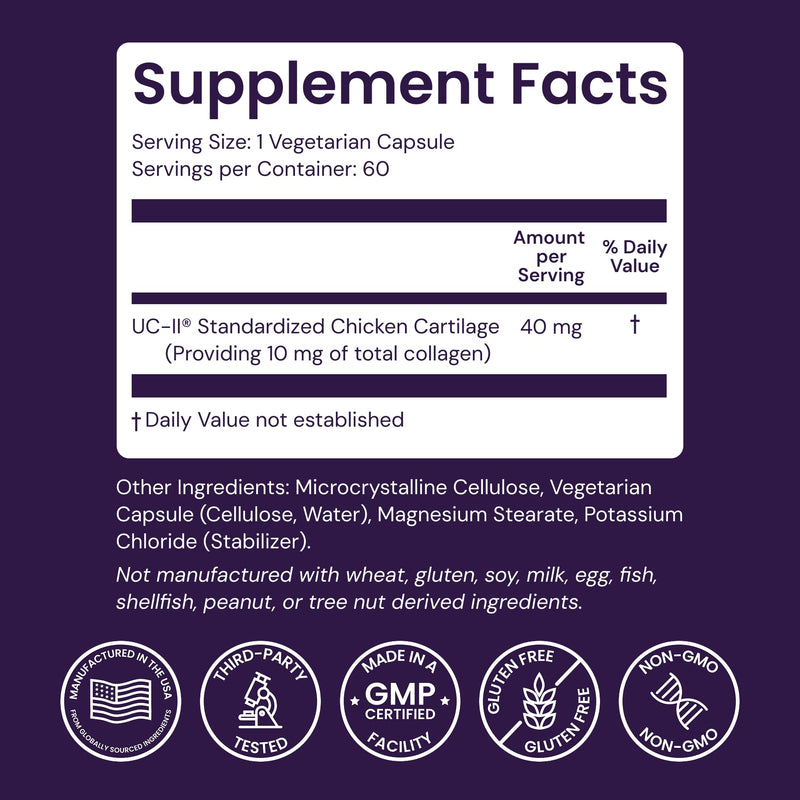Healthy Origins UC-II Collagen 40 mg, 60 Veggie Caps 60 Count (Pack of 1)