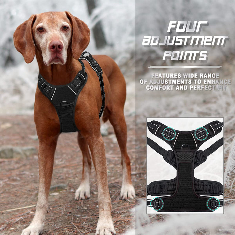BARKBAY No Pull Dog Harness Front Clip Heavy Duty Reflective Easy Control Handle for Large Dog Walking(Black,L) Large(Chest:27-32") Black - BeesActive Australia