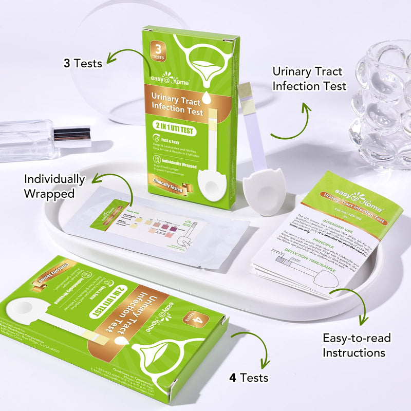 Easy@Home UTI Test Strip for Women - Urinary Tract Infection Test Home Testing Kit Detection of Leukocytes and Nitrite Over The Counter (OTC) USE UTI-EZU-102:8 (Pack of 8)