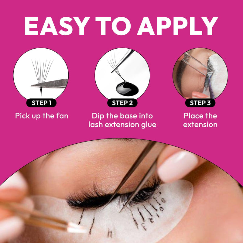 500 Promade Fans | 5D 0.07 Size 12mm Curl D | Eyesy Eyelash Extension Premade Lashes Volume Lash Extensions Pro Made Fans Eyelash Extensions Pestanas Pelo A Pelo False Eyelashes 5D 0.07 D 12 mm - BeesActive Australia