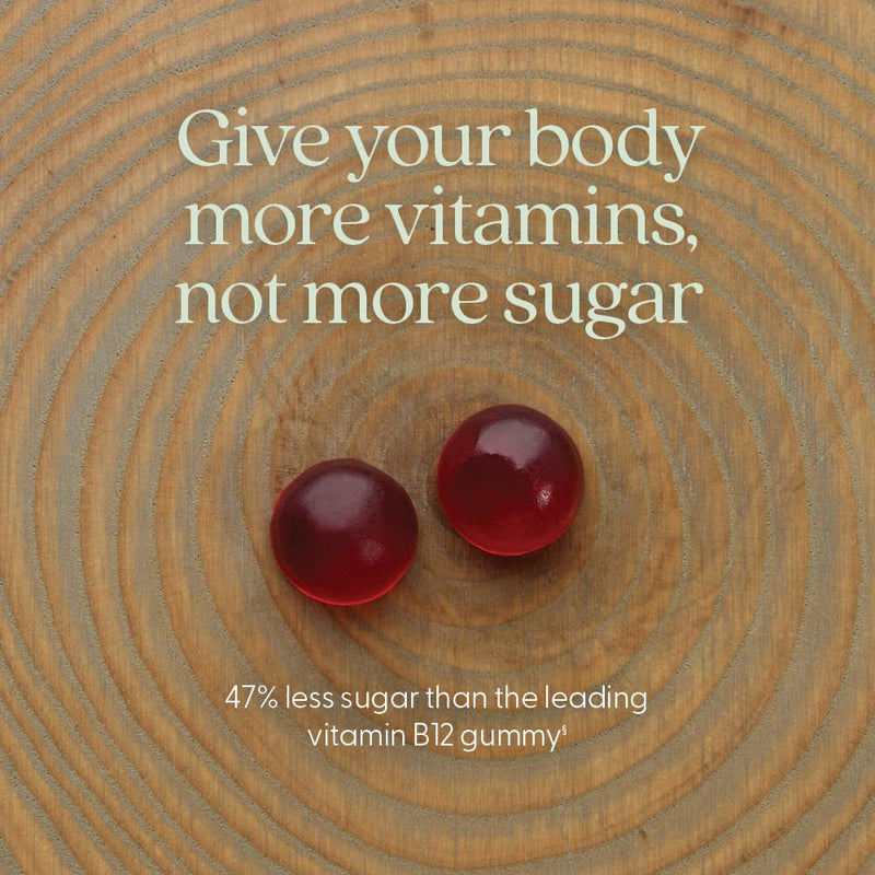 New Chapter USDA Organic Vitamin B12+ Gummies, 60 Count | 47% Less Sugar B12 Gummies for Cellular Energy Support, with Cordyceps, Non-GMO, Gluten Free, Raspberry Flavored