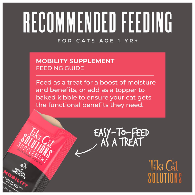 Tiki Cat Solutions Supplements Mobility Mousse, Chicken in Broth, Formulated to Support Healthy Joints, Functional Cat Food Supplement, 5.6 oz. Pouch (Pack of 20)