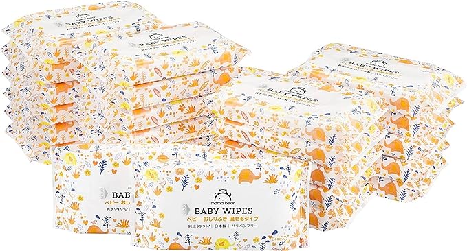 Mama Bear Baby Wipes, 99.9% Pure Water, Flushable Type, Made in Japan, Paraben Free, Fragrance-free, 60 Sheets x 24 Pieces (1440 Sheets) [Case Products] - BeesActive Australia