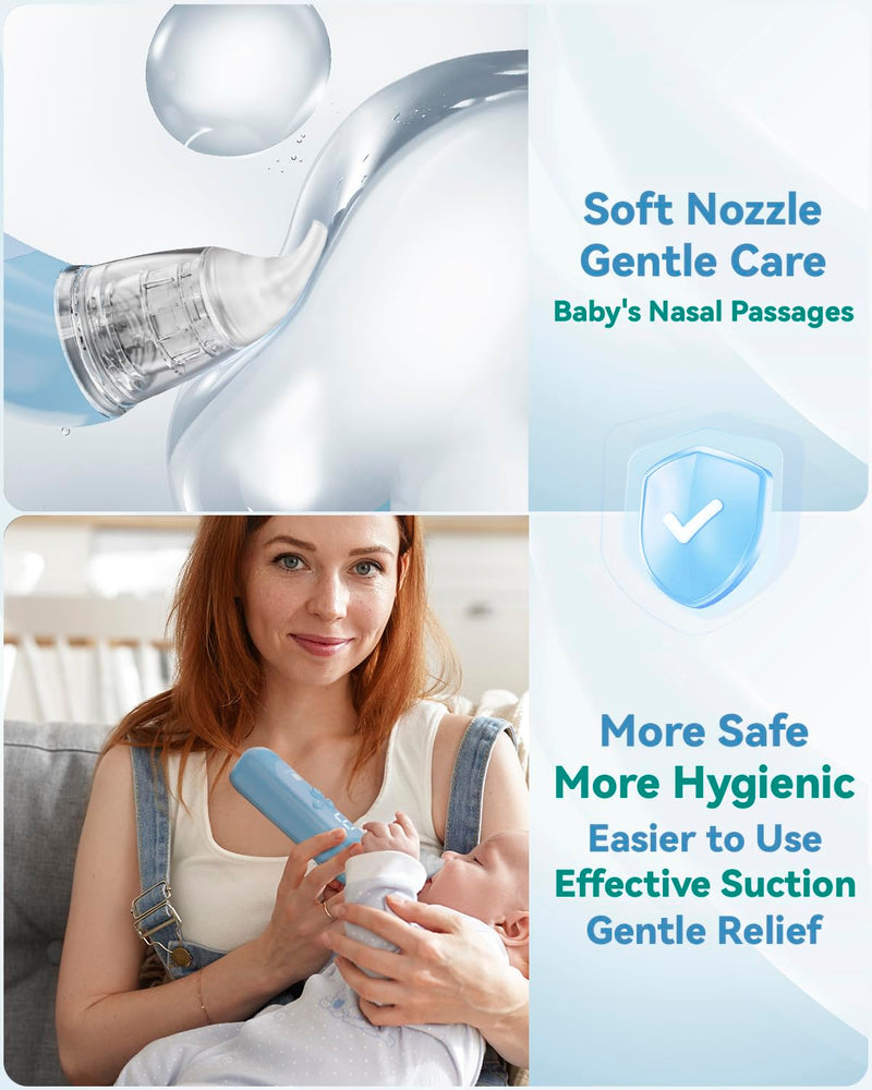 Nasal Aspirator for Baby, Electric Baby Nose Suction with 5 Adjustable Levels Suction, USB-C Rechargeable Mucus Cleaner with Lights and Music, Baby Nasal Aspirator for Toddler with 3 Silicone Tip - BeesActive Australia