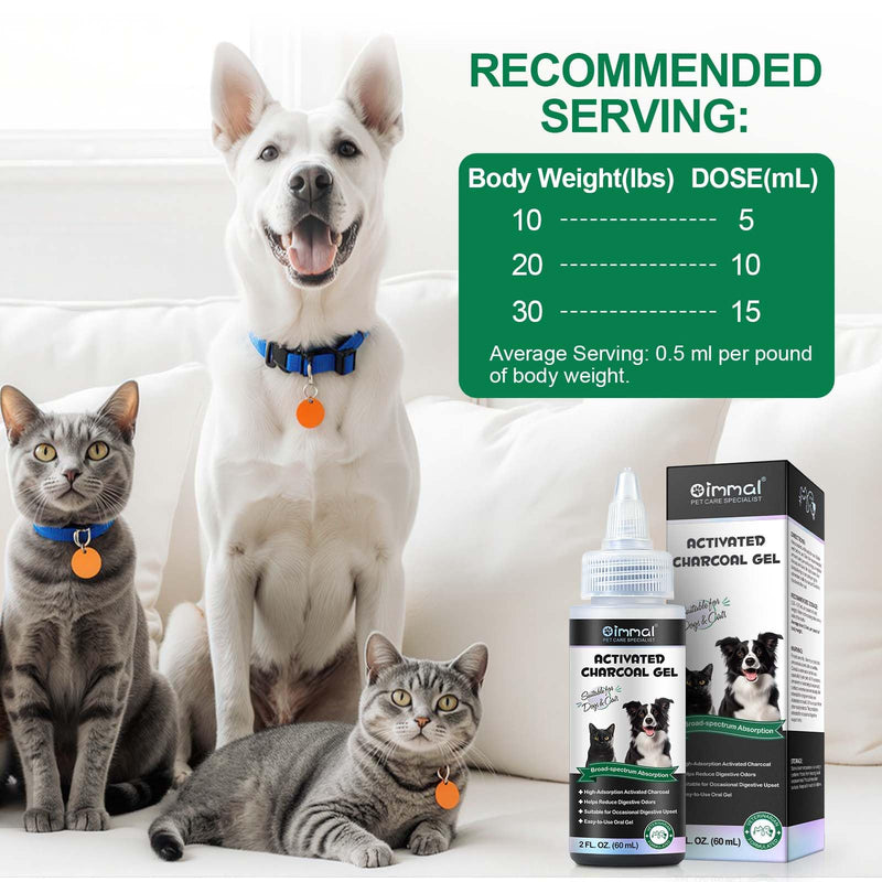 Activated Charcoal Gel for Dogs & Cats 60ml - Digestive Comfort Support, Reduce Digestive Odors
