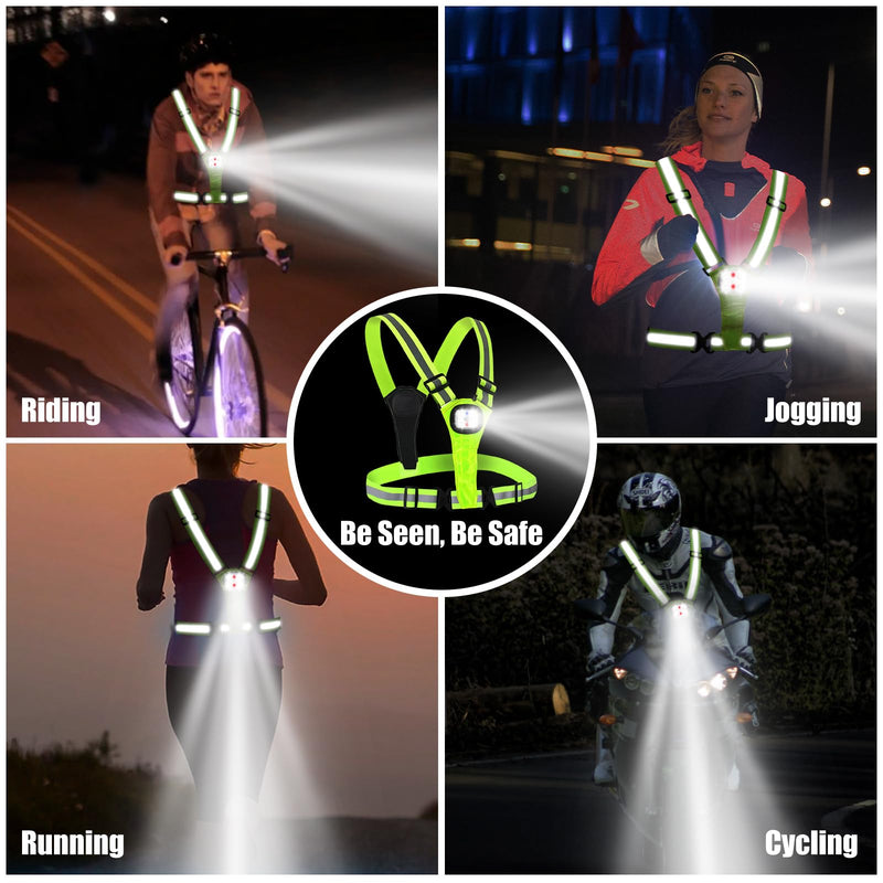 LED Reflective Running Vest,High Visibility Reflective Running Gear,Rechargeable Light Up Running Vest for Walking Running Cycling,Adjustable for Men Women Kids
