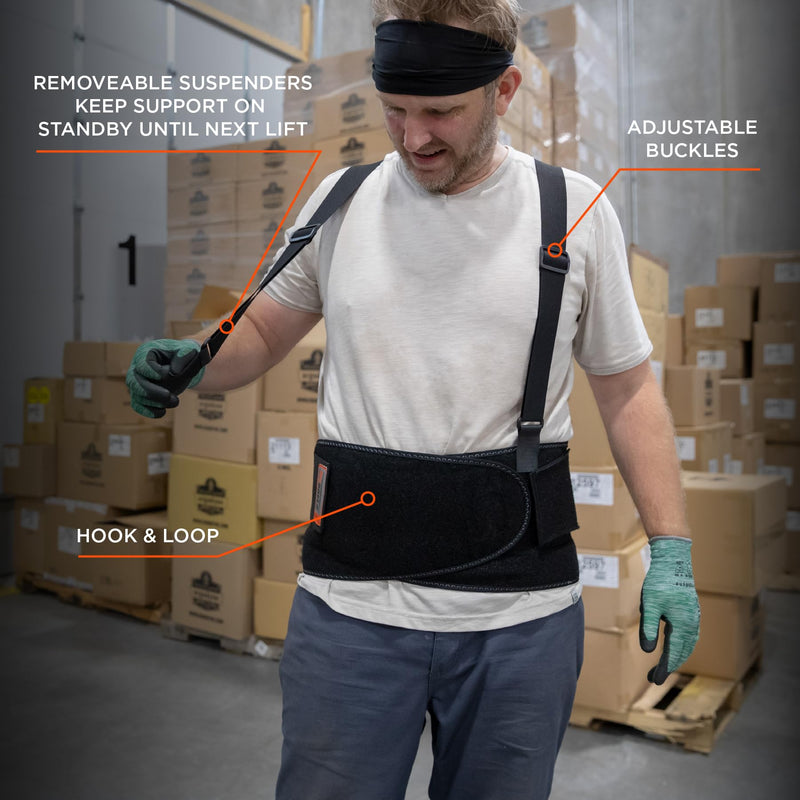 Ergodyne ProFlex 1400UN Back Support Belt, 8.75" Spandex, Universal Size, Fits Waist 28"-46 inches, Black