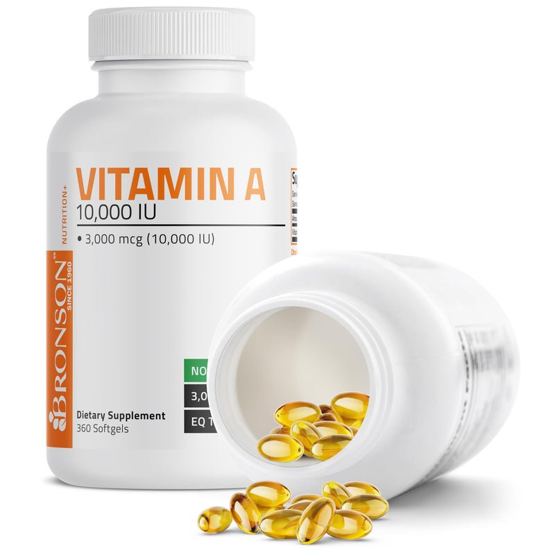 Bronson Vitamin A 10,000 IU Healthy Vision and Immune Support, 360 Softgels | Vitamin A Palmitate, Once-Daily Rapid Release, Skin, Growth & Reproduction Support, Non-GMO Unflavored 360 Count (Pack of 1)
